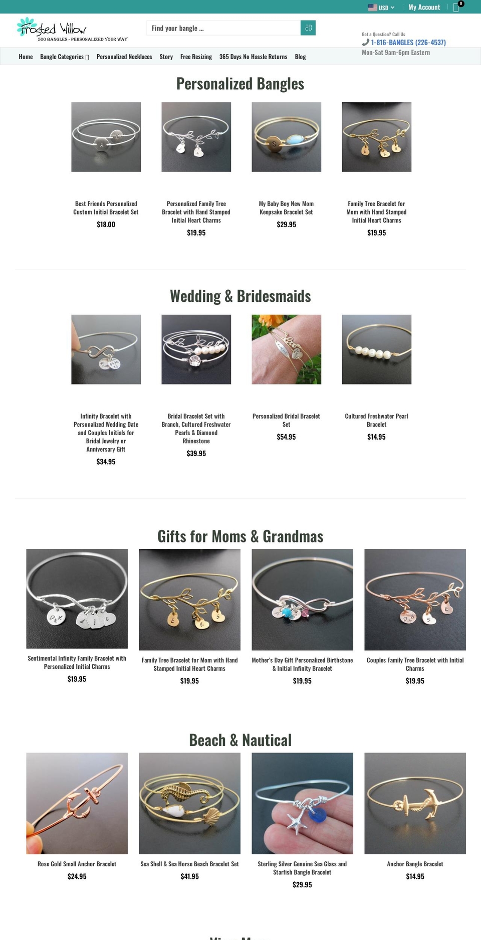 frostedwillowbangles.com — Shopify storefront screenshot