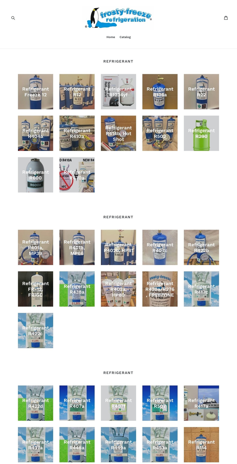 frosty-freezeacproducts.com shopify website screenshot