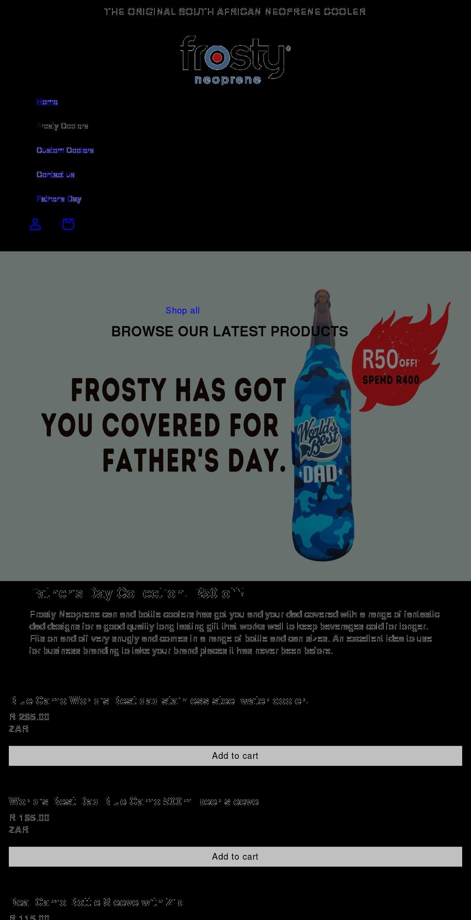 frosty.co.za shopify website screenshot