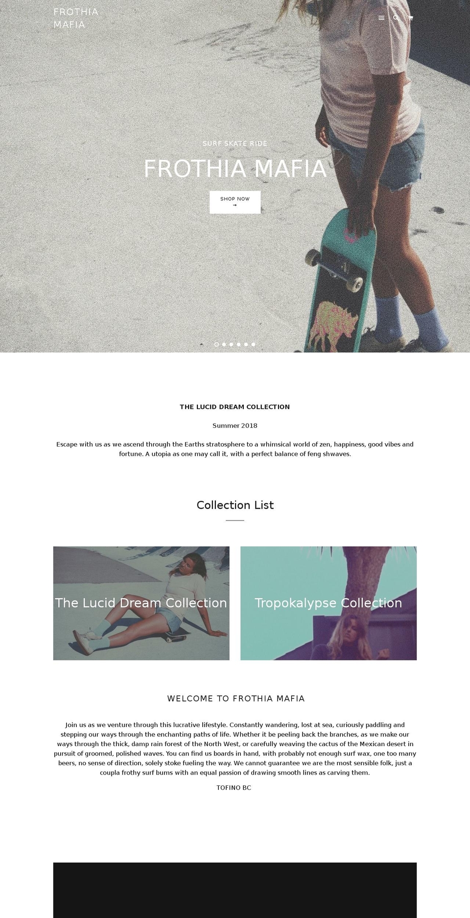 frothiamafia.com — Shopify storefront screenshot