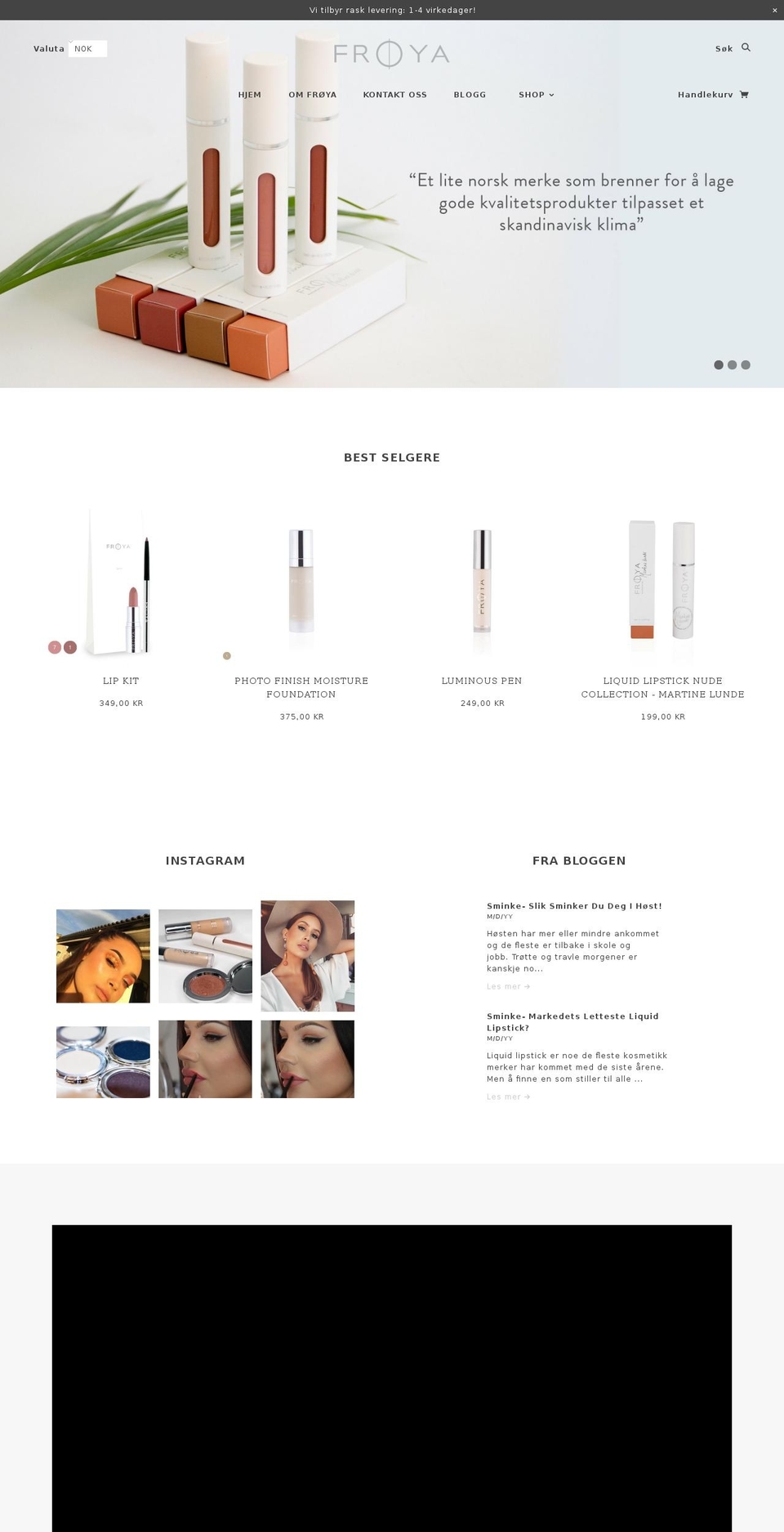 froyacosmetics.no shopify website screenshot