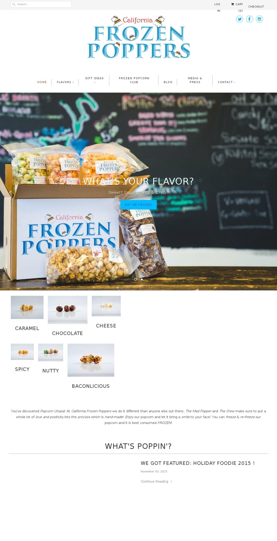 frozenpopcorn.com shopify website screenshot