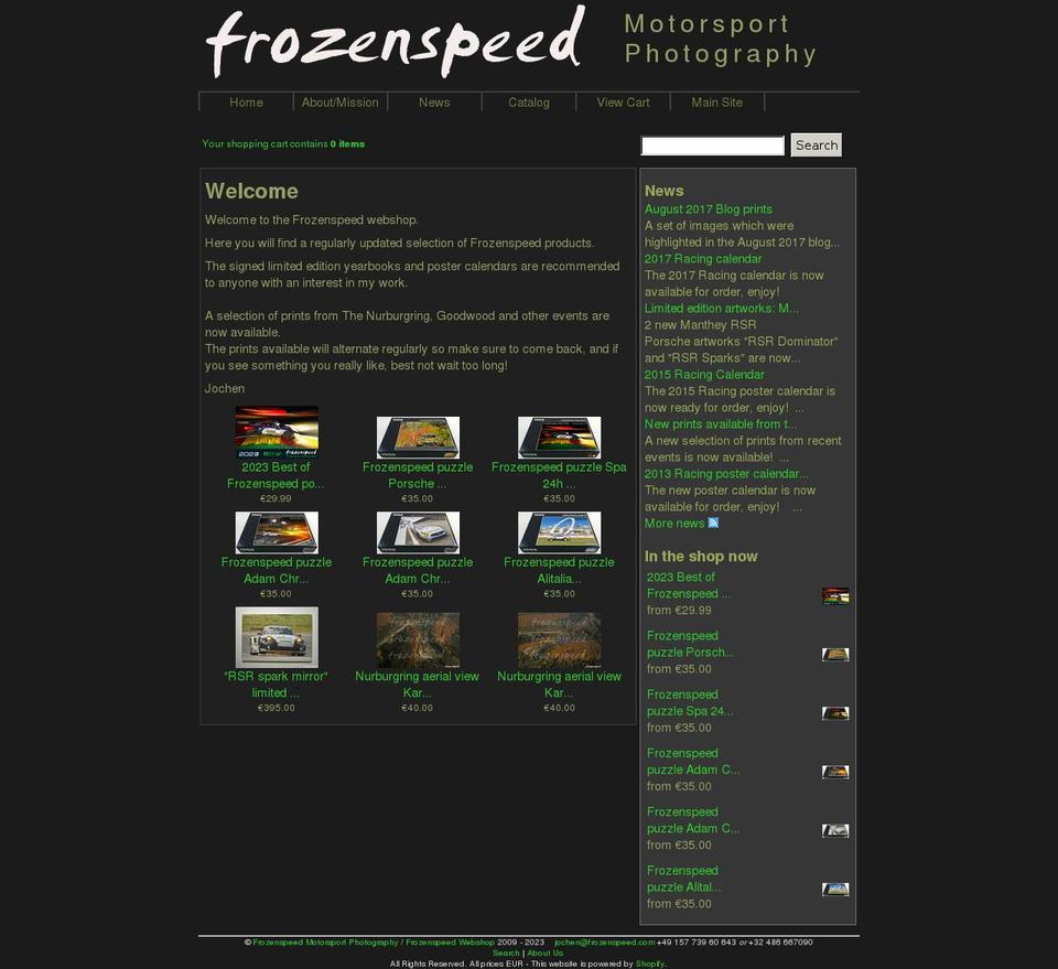 frozenspeed.myshopify.com shopify website screenshot