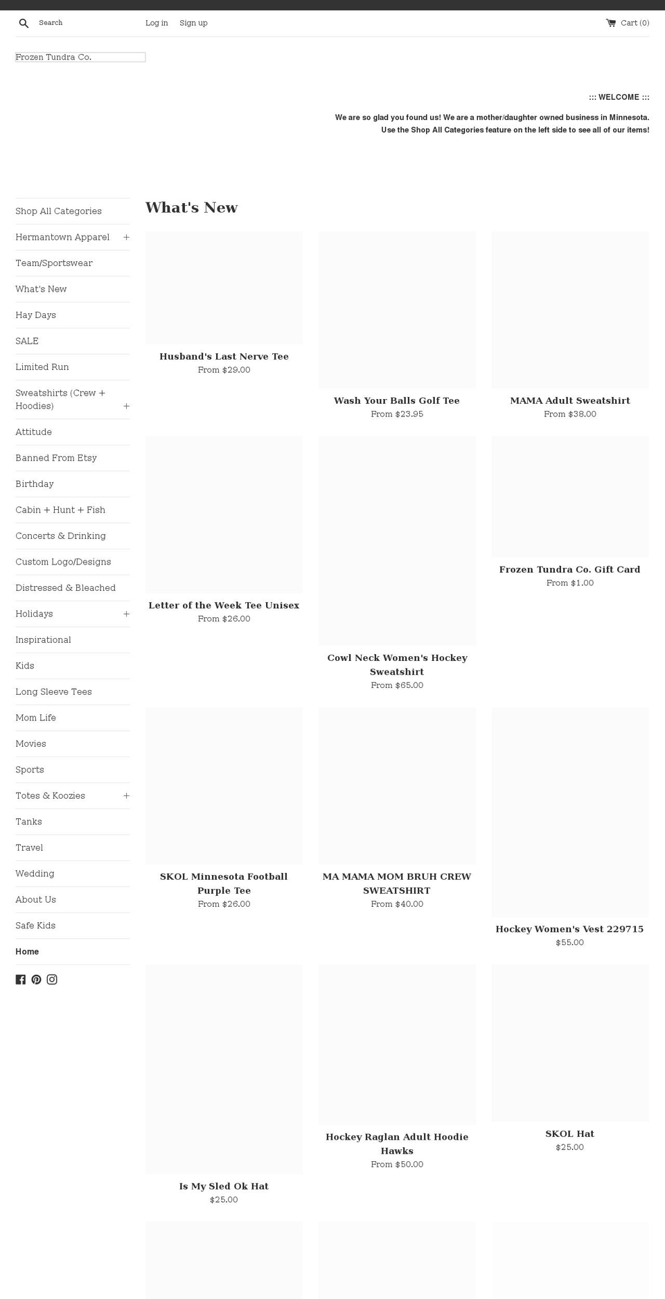 frozentundraco.com shopify website screenshot