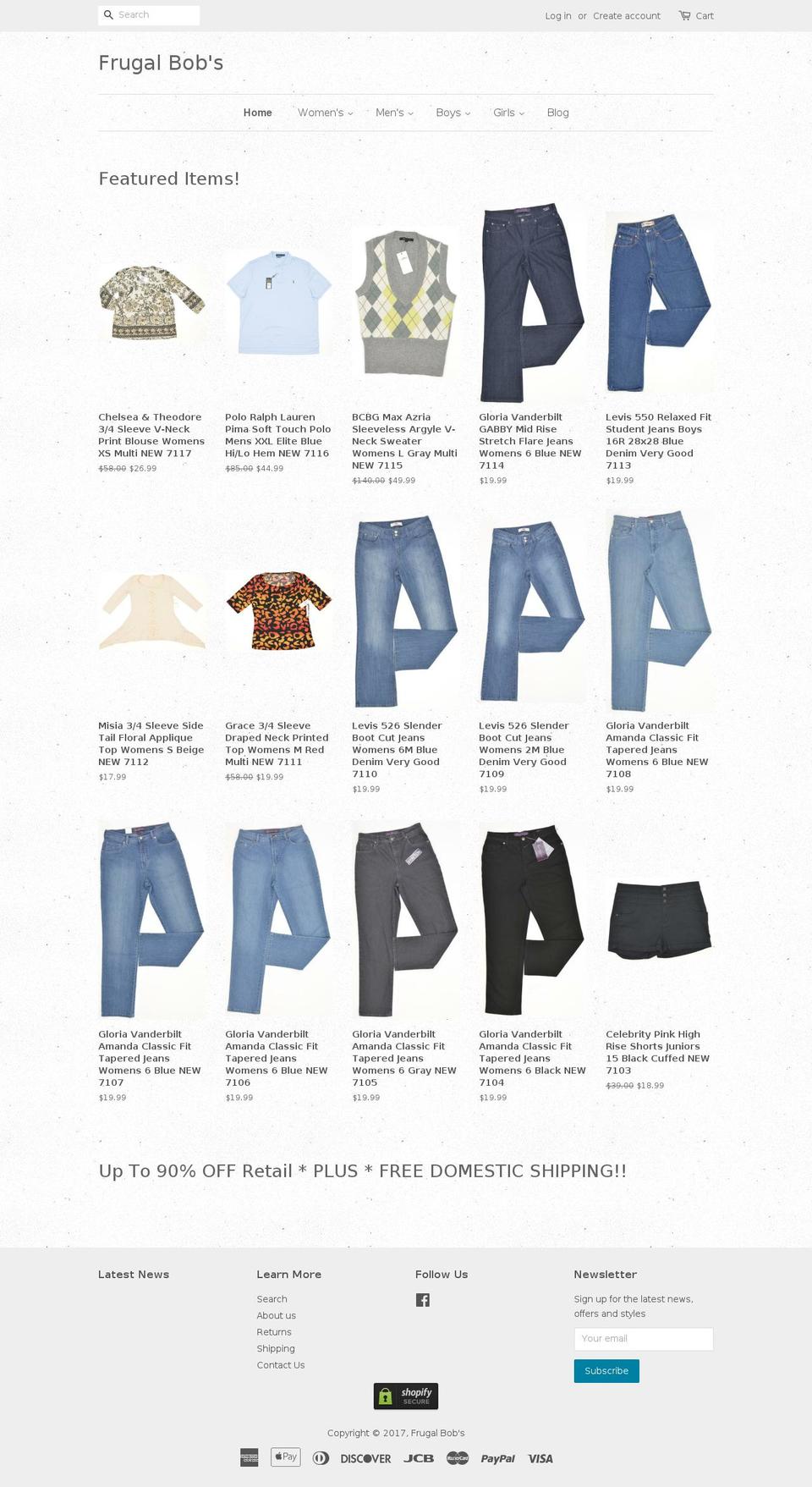 frugalbobs.com shopify website screenshot