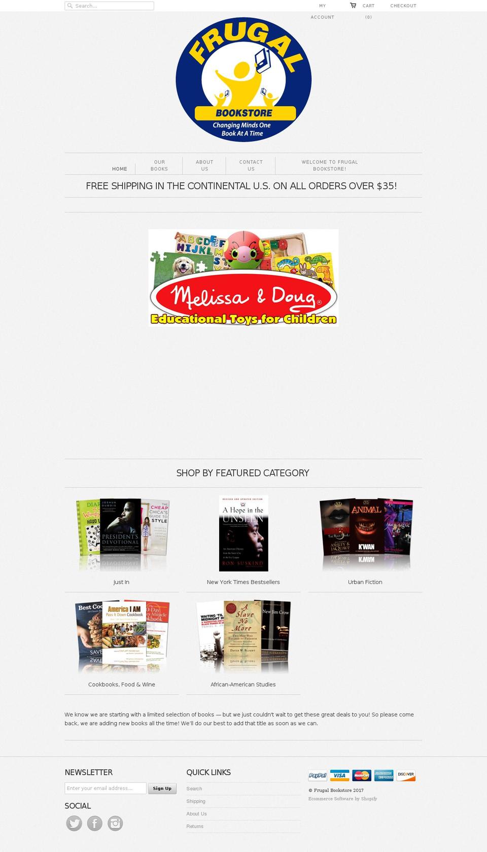 Bookshop Shopify theme site example frugalbookstore.net