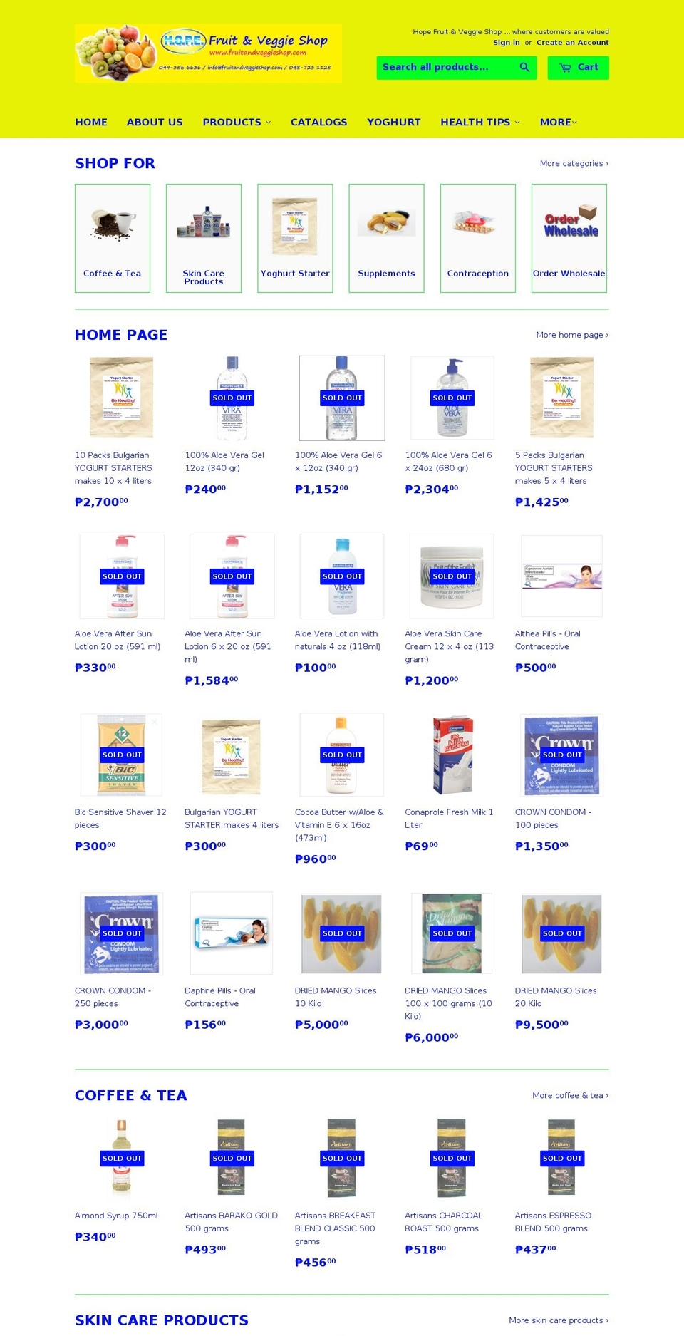 fruitandveggieshop.com shopify website screenshot