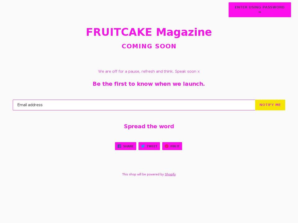 fruitcakemagazine.co.uk shopify website screenshot