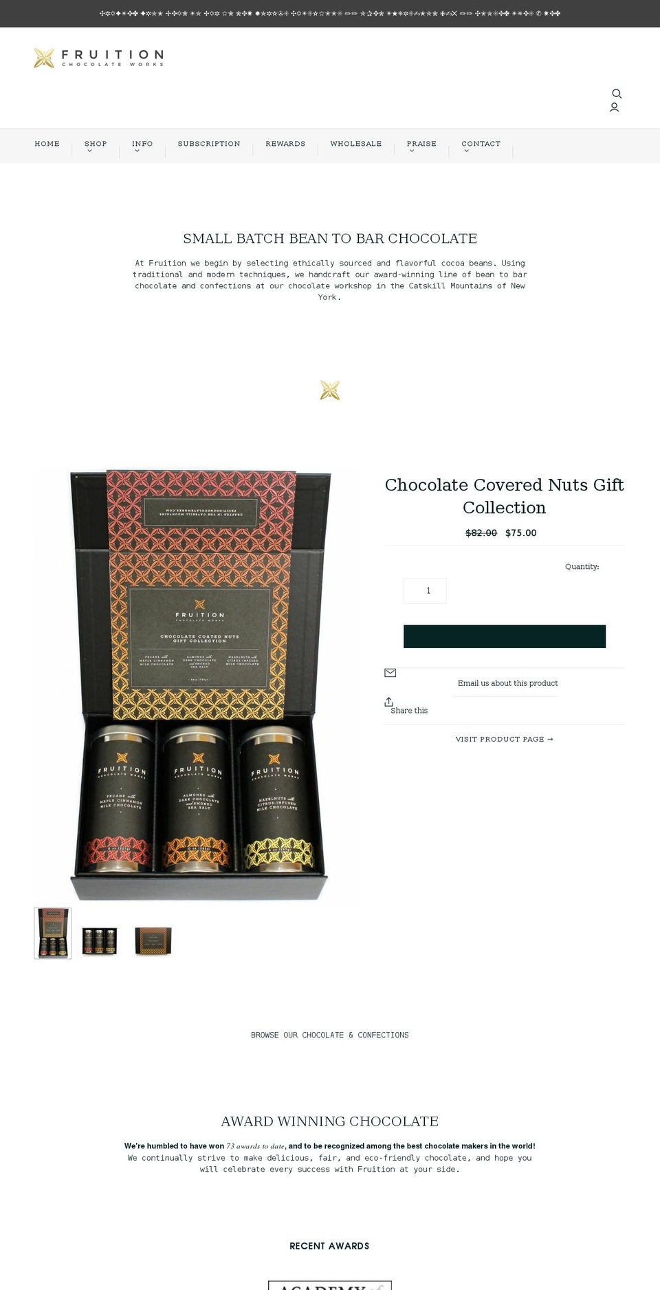 fruitionchocolateworks.com shopify website screenshot