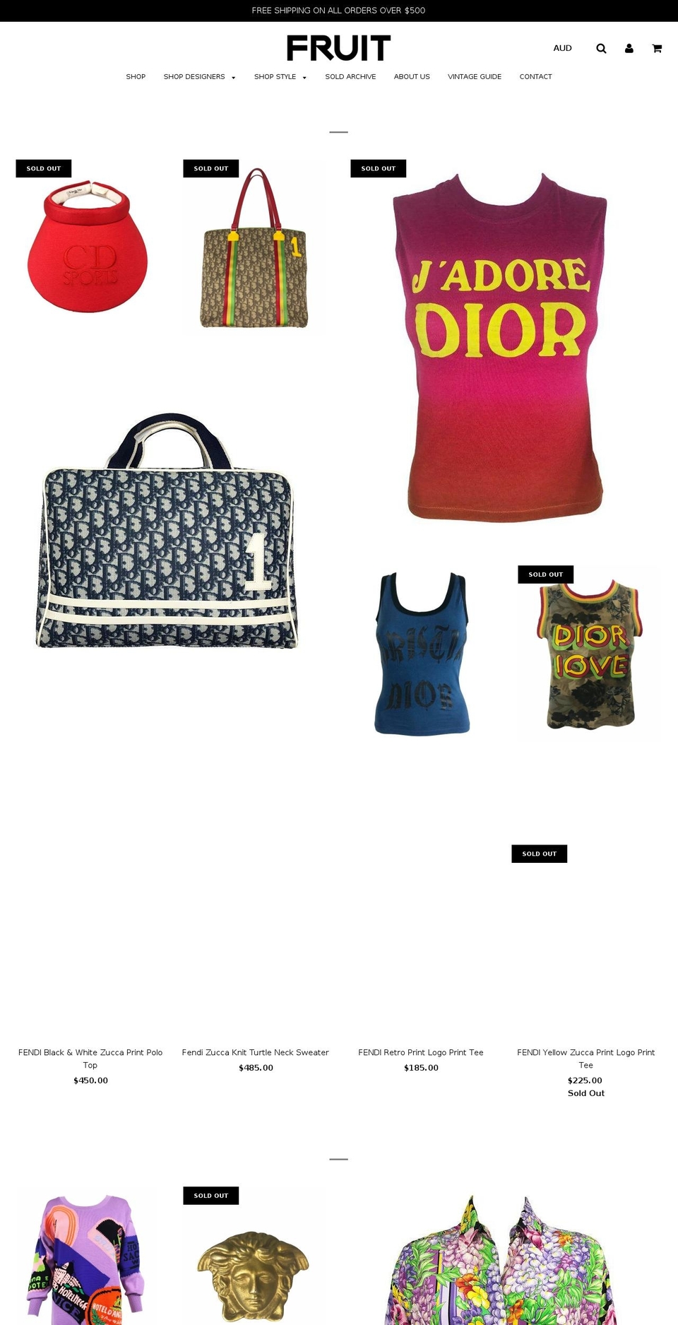 fruitvintage.com shopify website screenshot