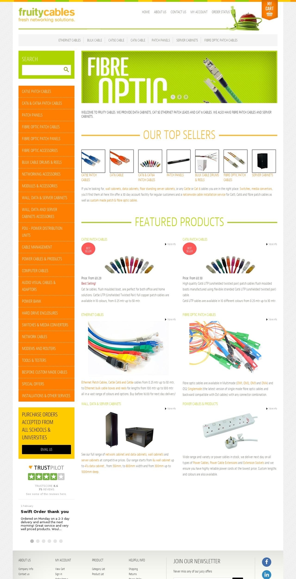 fruitycables.co.uk shopify website screenshot