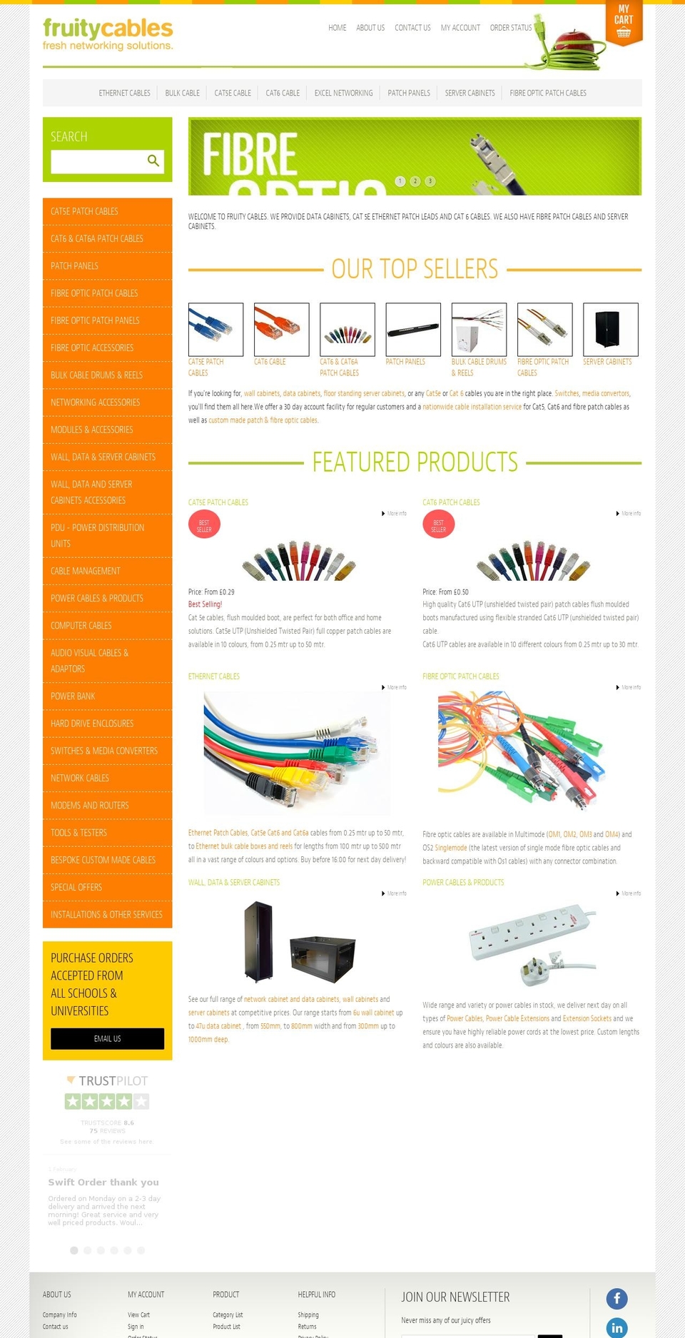 fruitycables.com shopify website screenshot