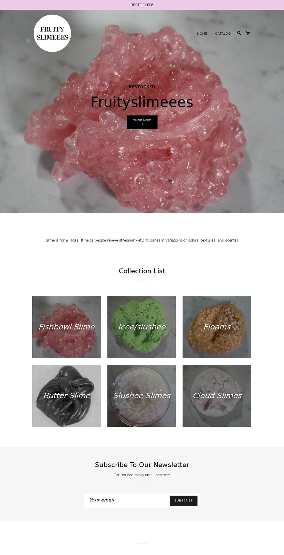 fruityslimeees.com — Shopify storefront screenshot