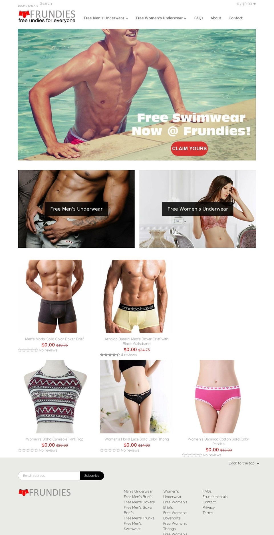 frundies.com shopify website screenshot