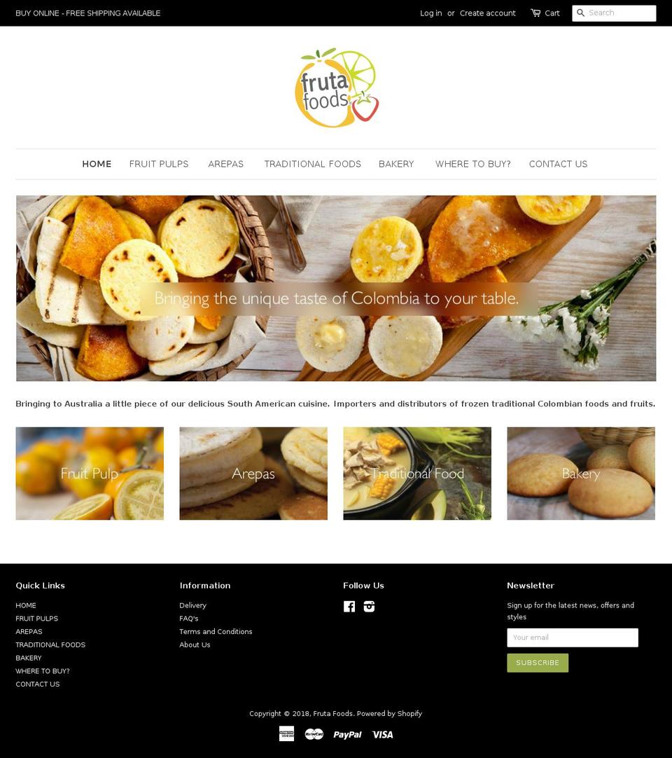 frutafoods.com.au shopify website screenshot