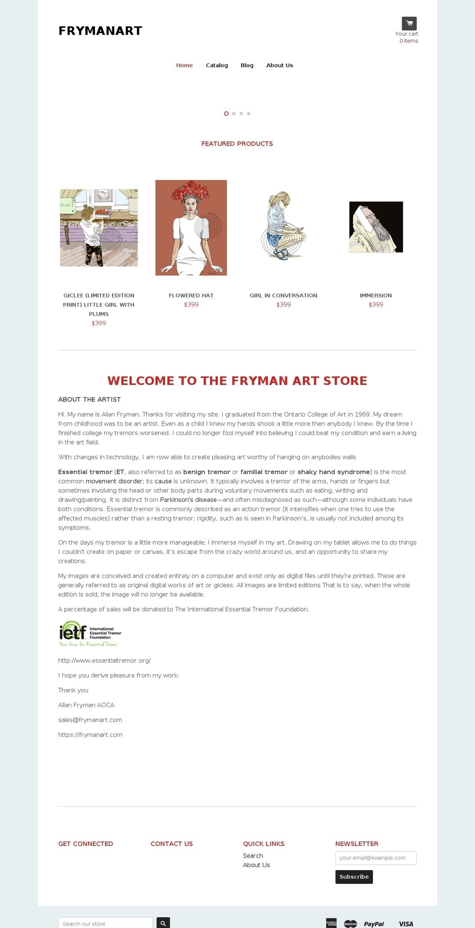 frymanart.com shopify website screenshot