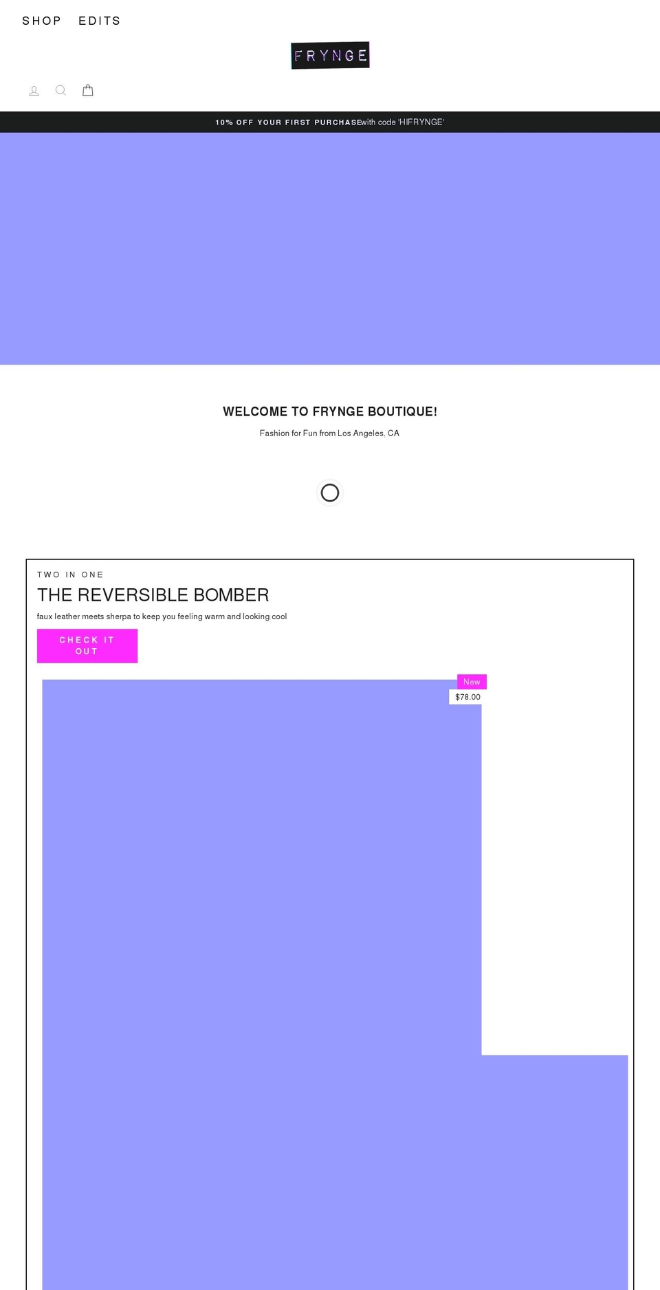 fryngeboutique.com shopify website screenshot