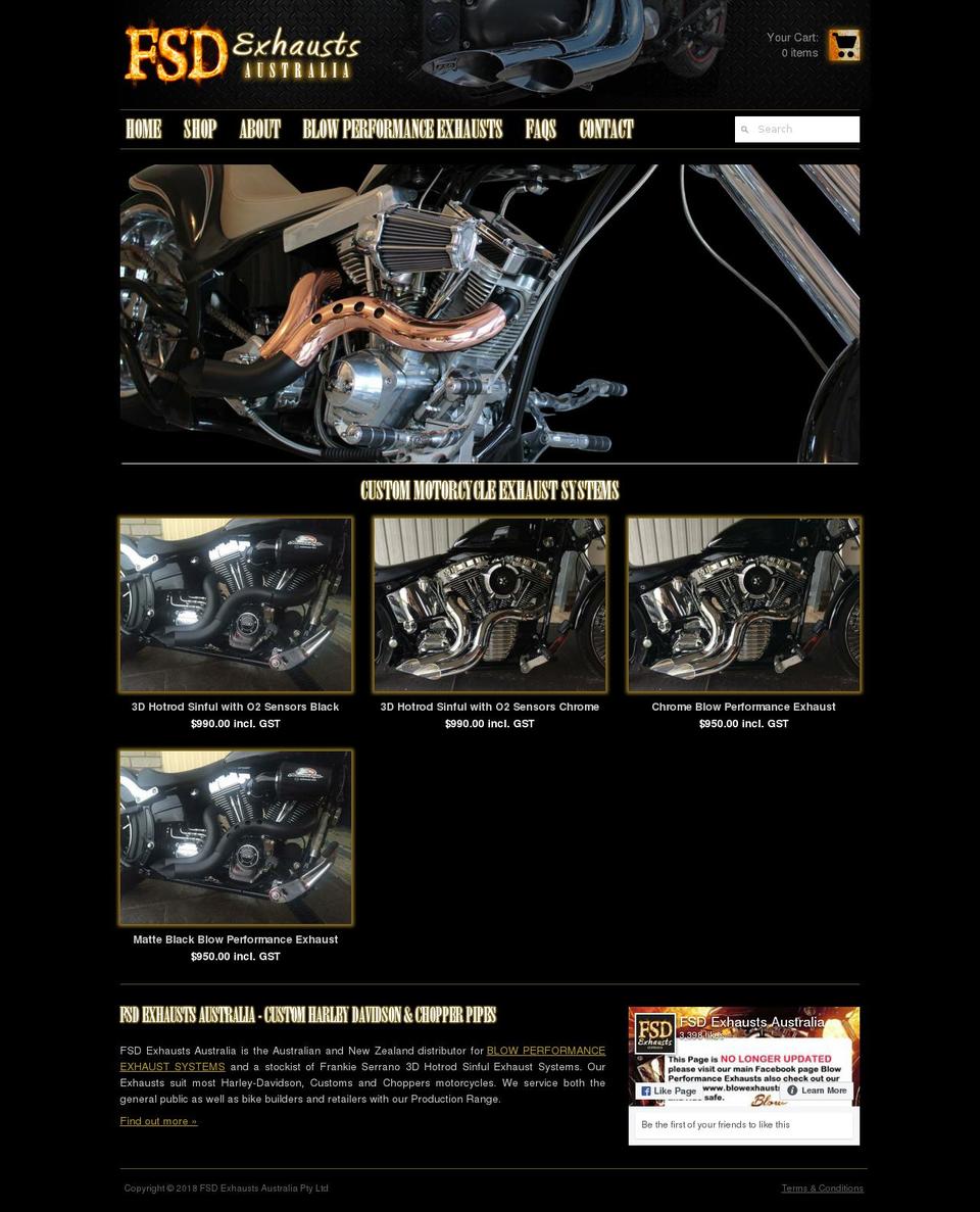 fsdexhaust.com.au shopify website screenshot
