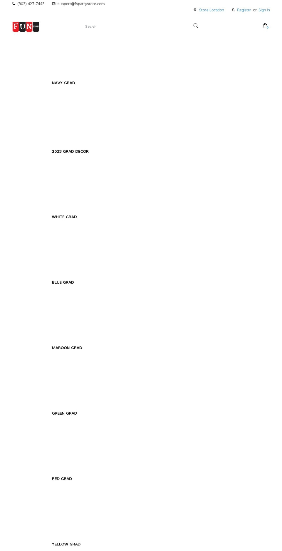 fspartystore.com shopify website screenshot