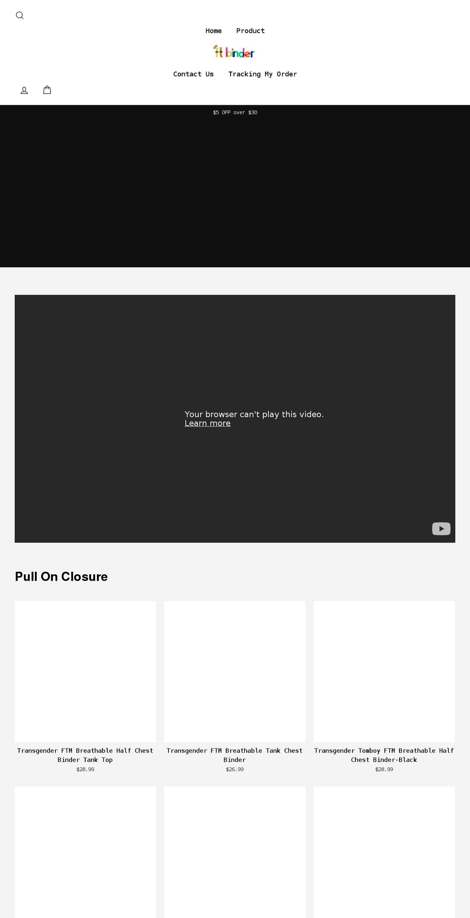 ftbinder.com shopify website screenshot