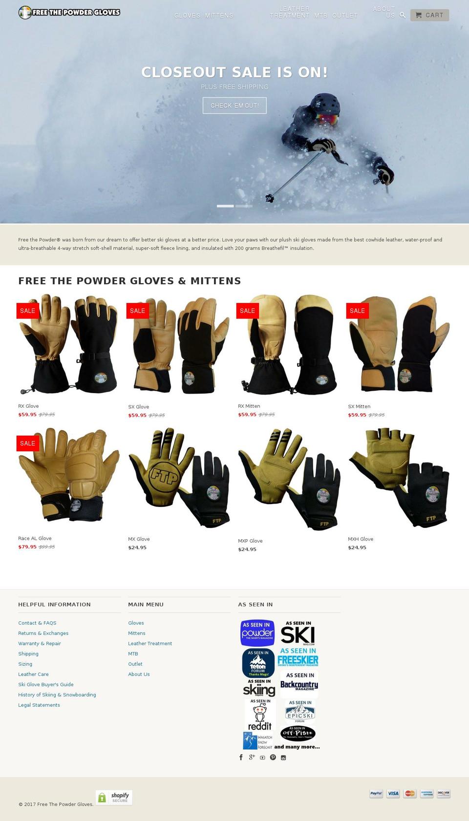 ftpgloves.com shopify website screenshot
