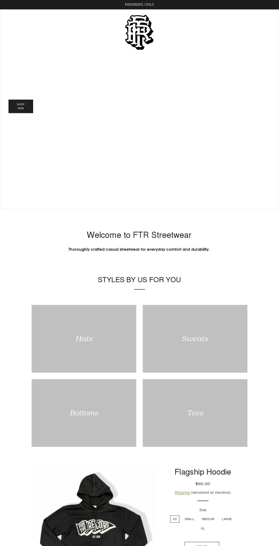 ftrstreetwear.com shopify website screenshot