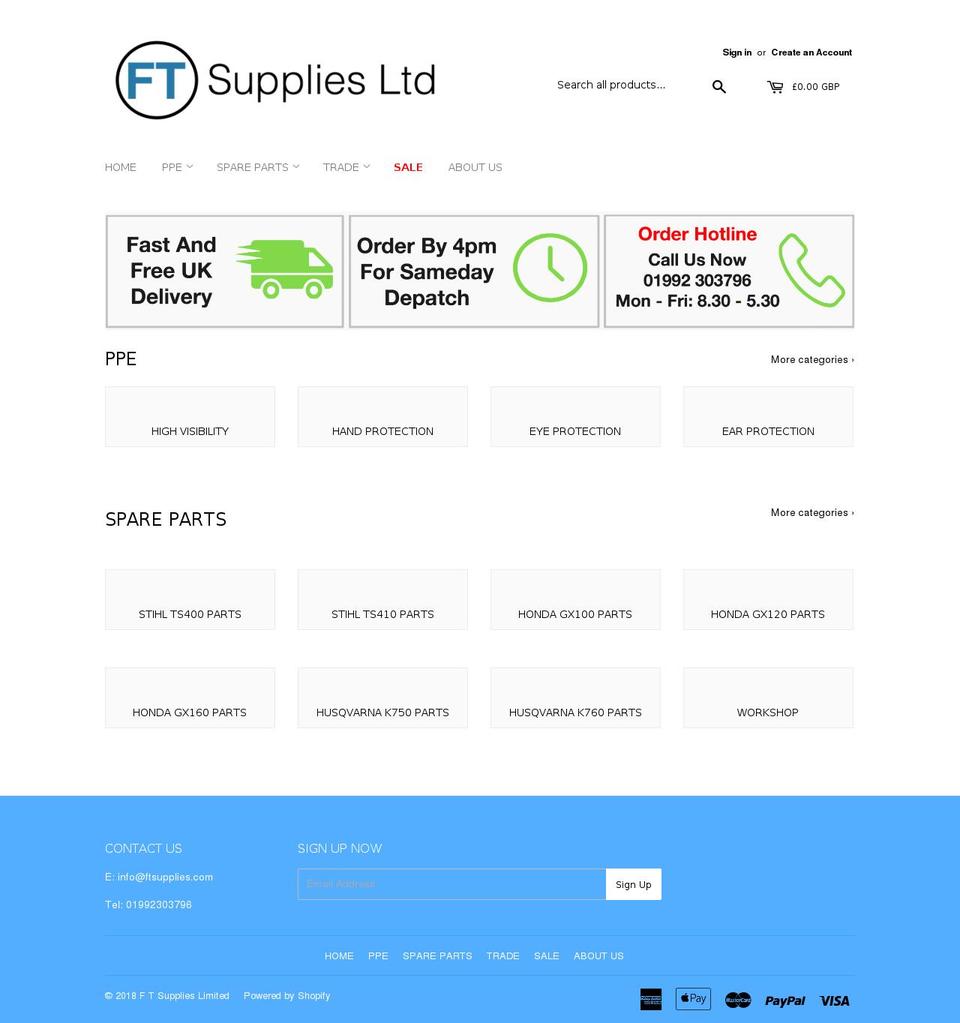 ftsupplies.com — Shopify storefront screenshot