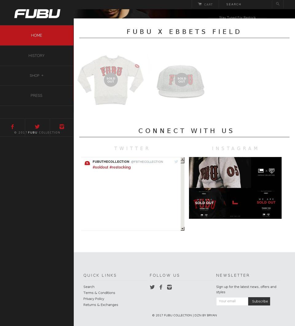 fubu.com shopify website screenshot