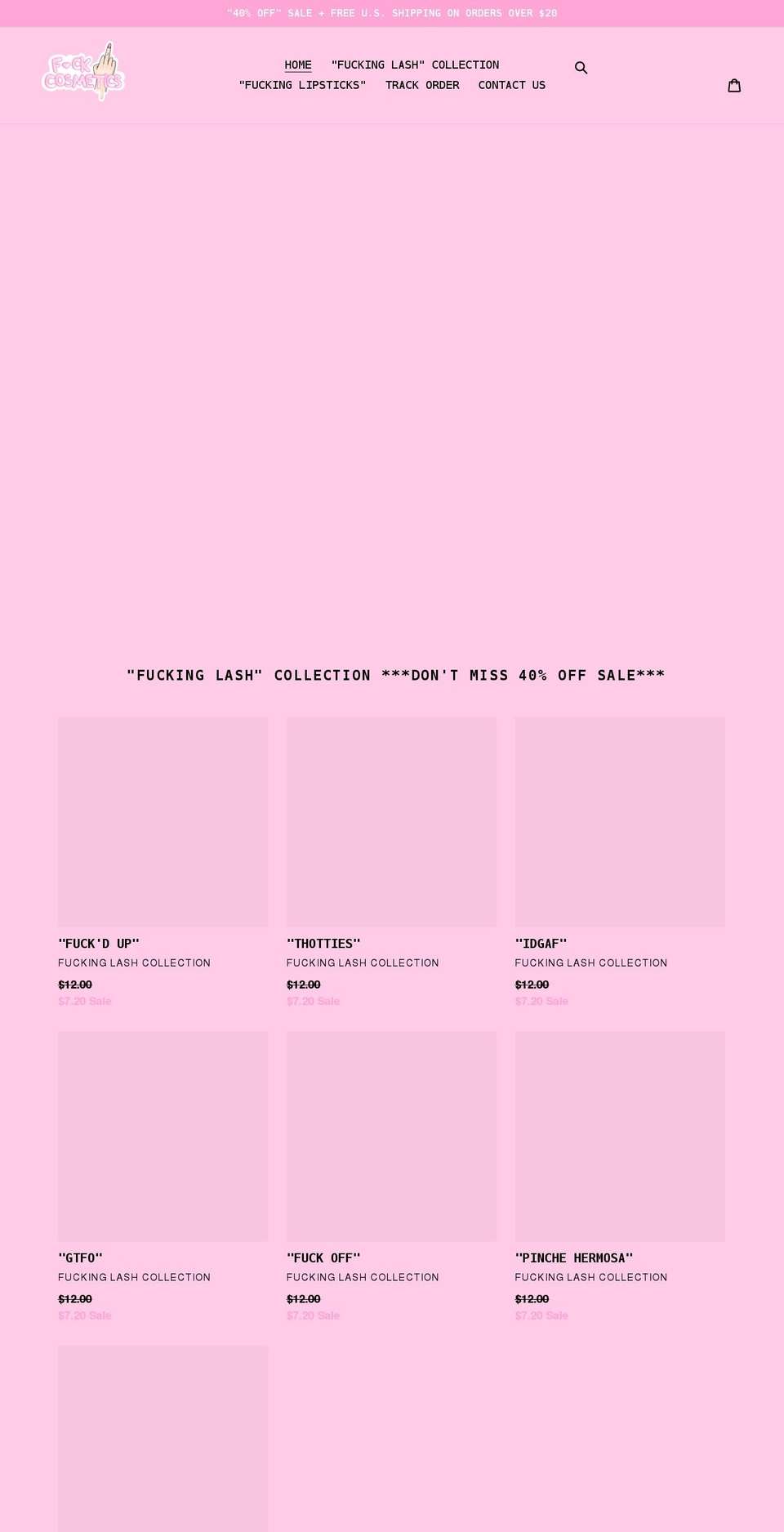 fuckcosmetics.com shopify website screenshot