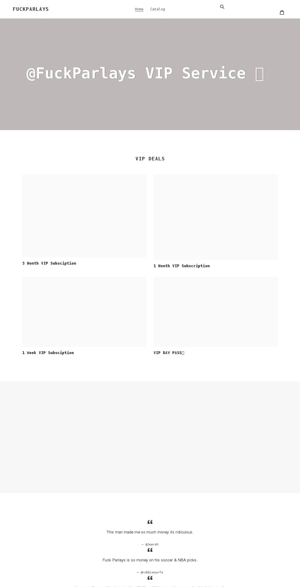 fuckparlays.com shopify website screenshot