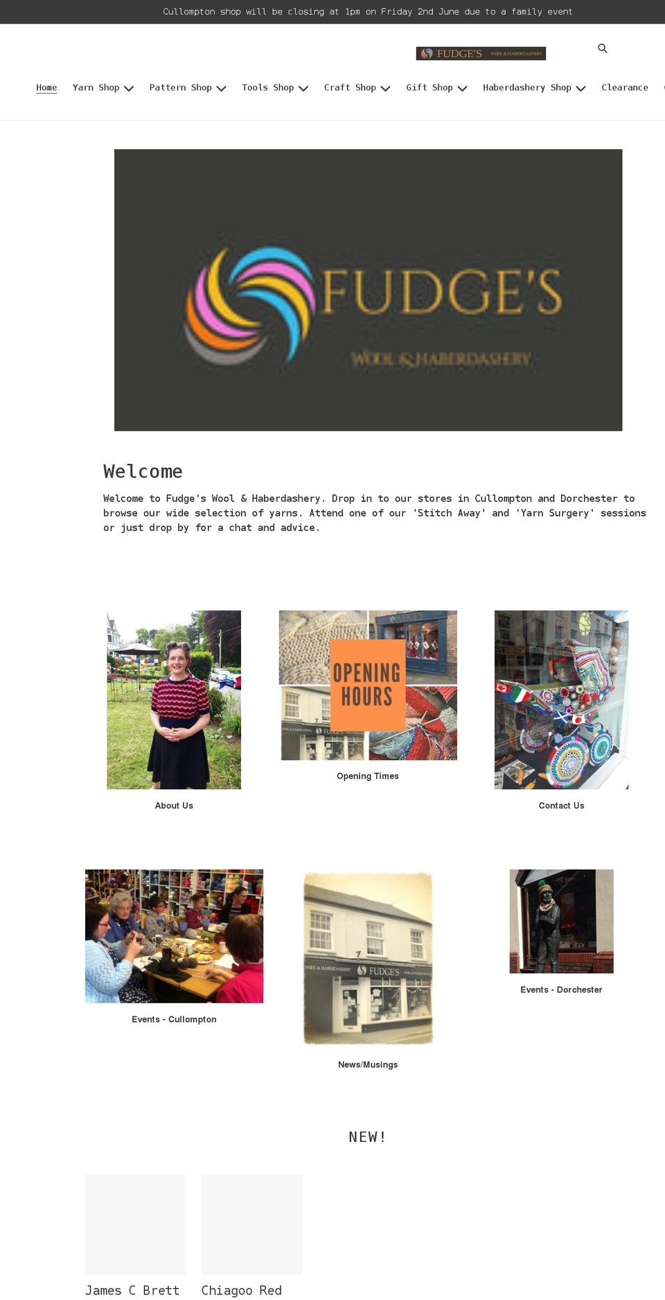 fudgeswool.co.uk shopify website screenshot