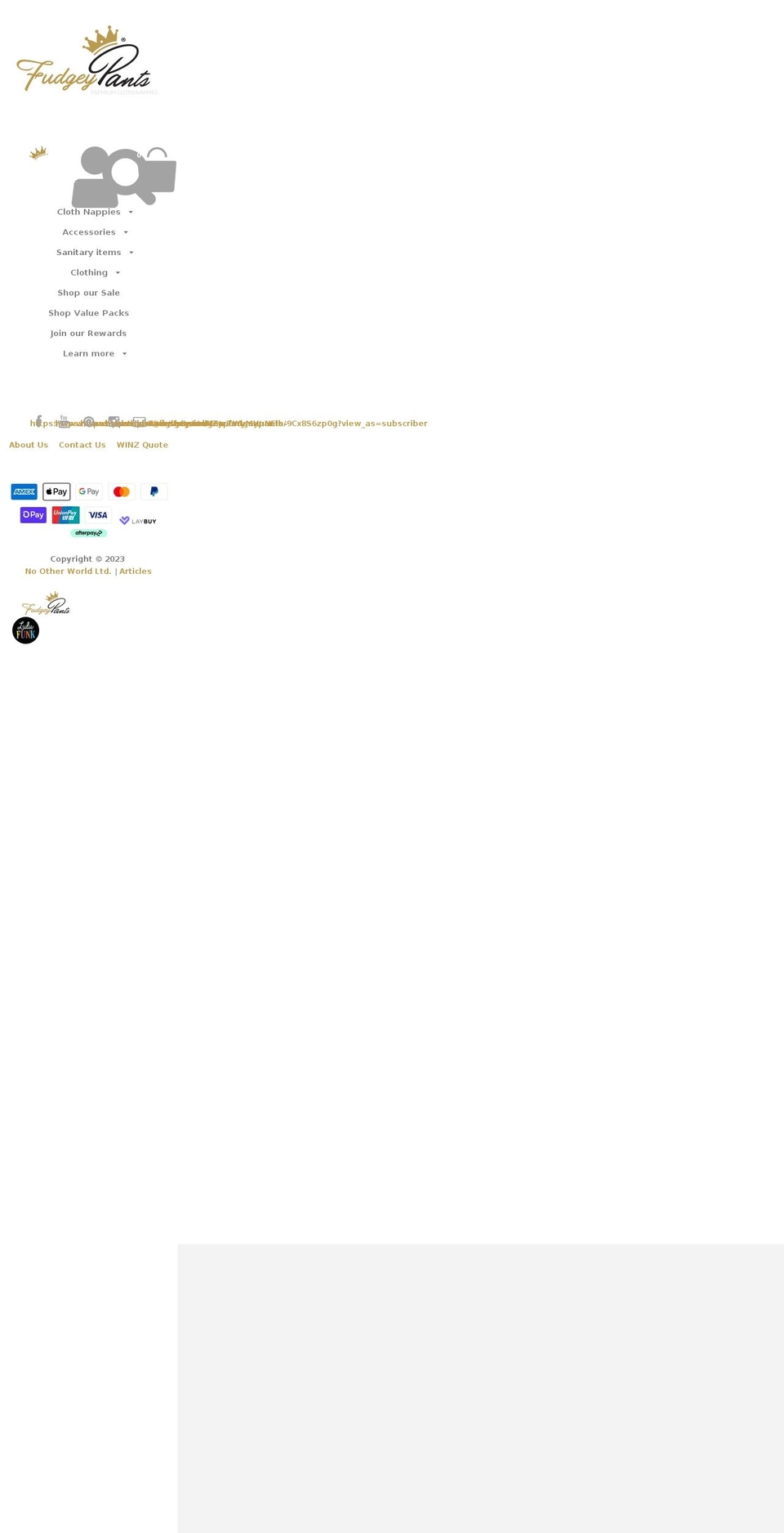 fudgeypants.com — Shopify storefront screenshot