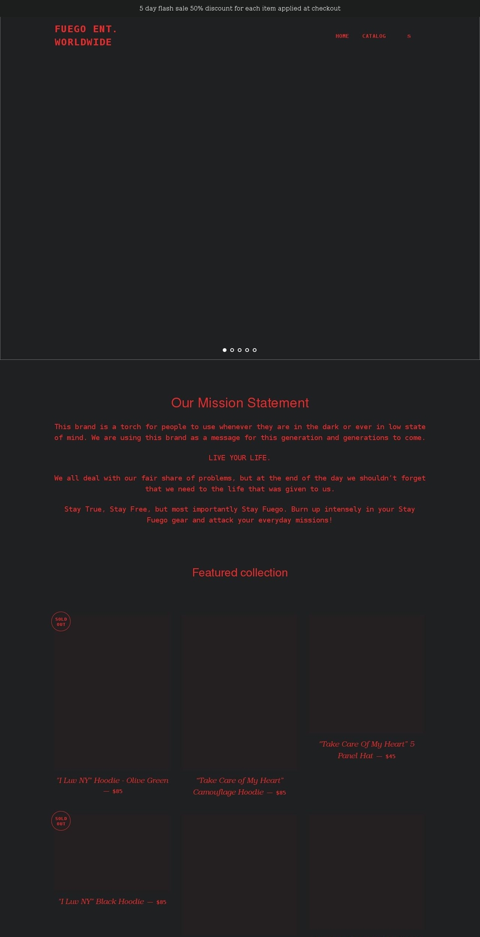 fuegoentworldwide.com shopify website screenshot