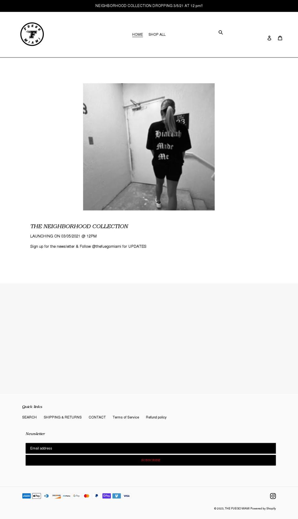 fuegomiami.com — Shopify storefront screenshot