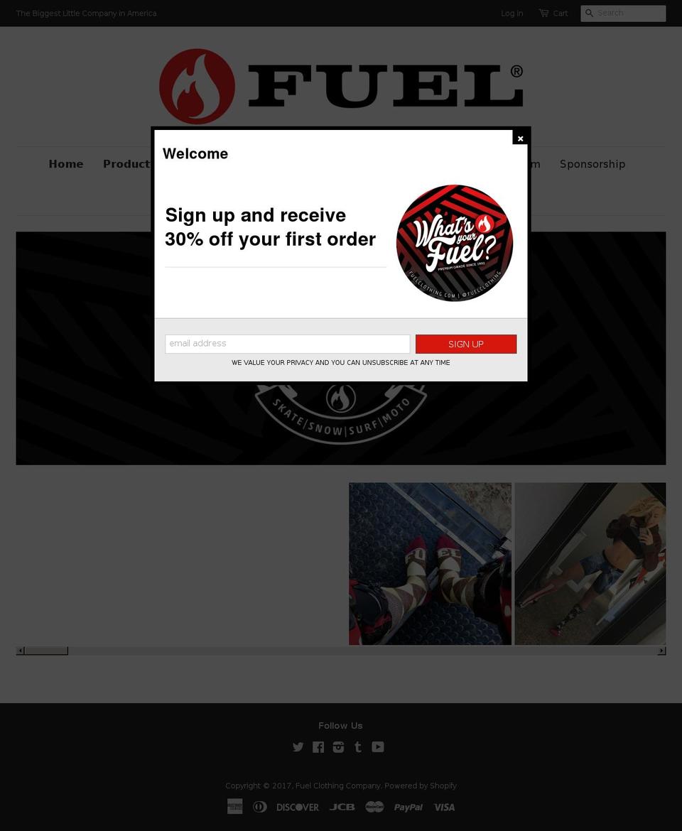 fuelclothing.com shopify website screenshot