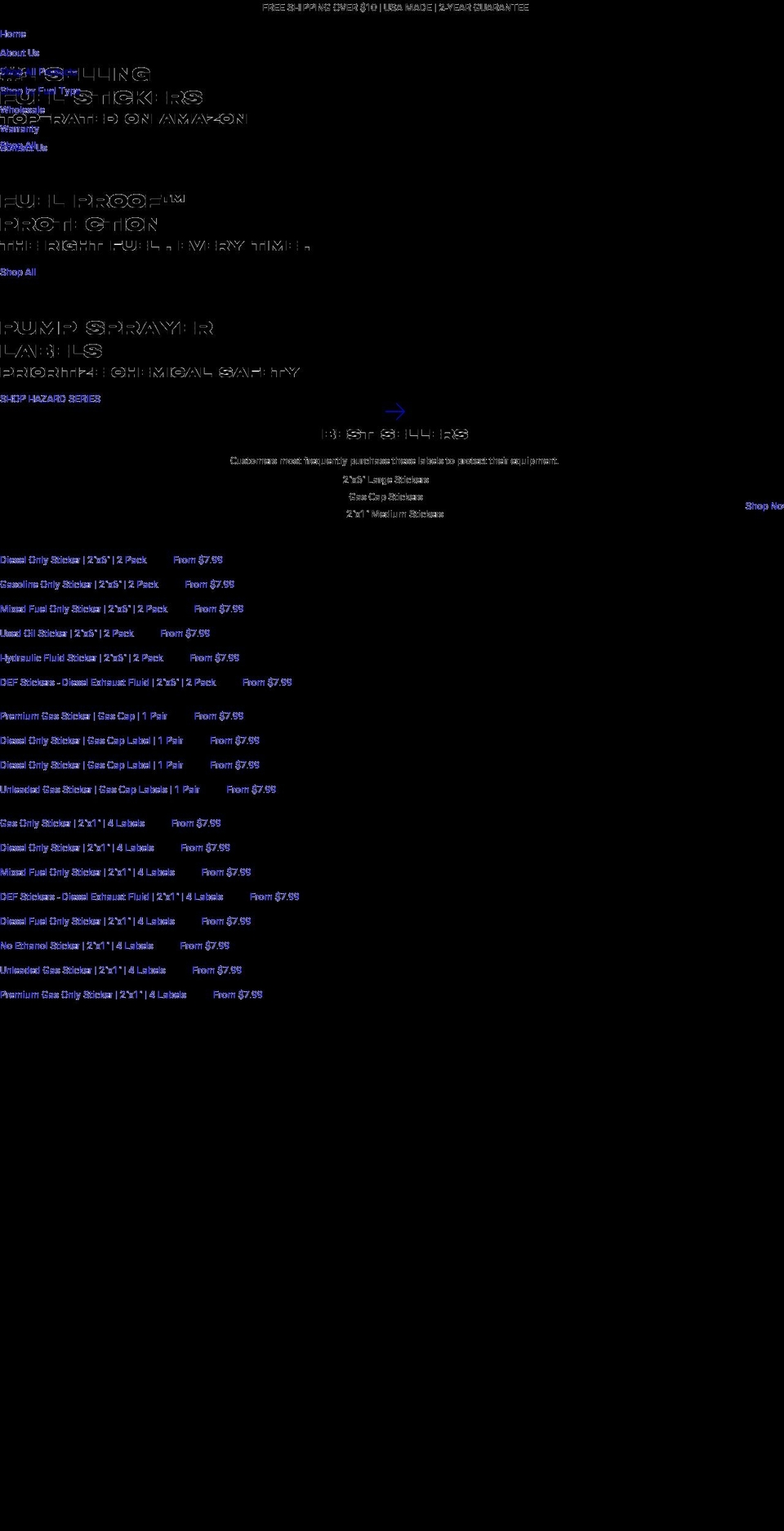 fuelstickers.com shopify website screenshot