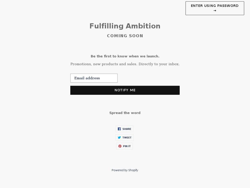 fulfillingambition.com shopify website screenshot