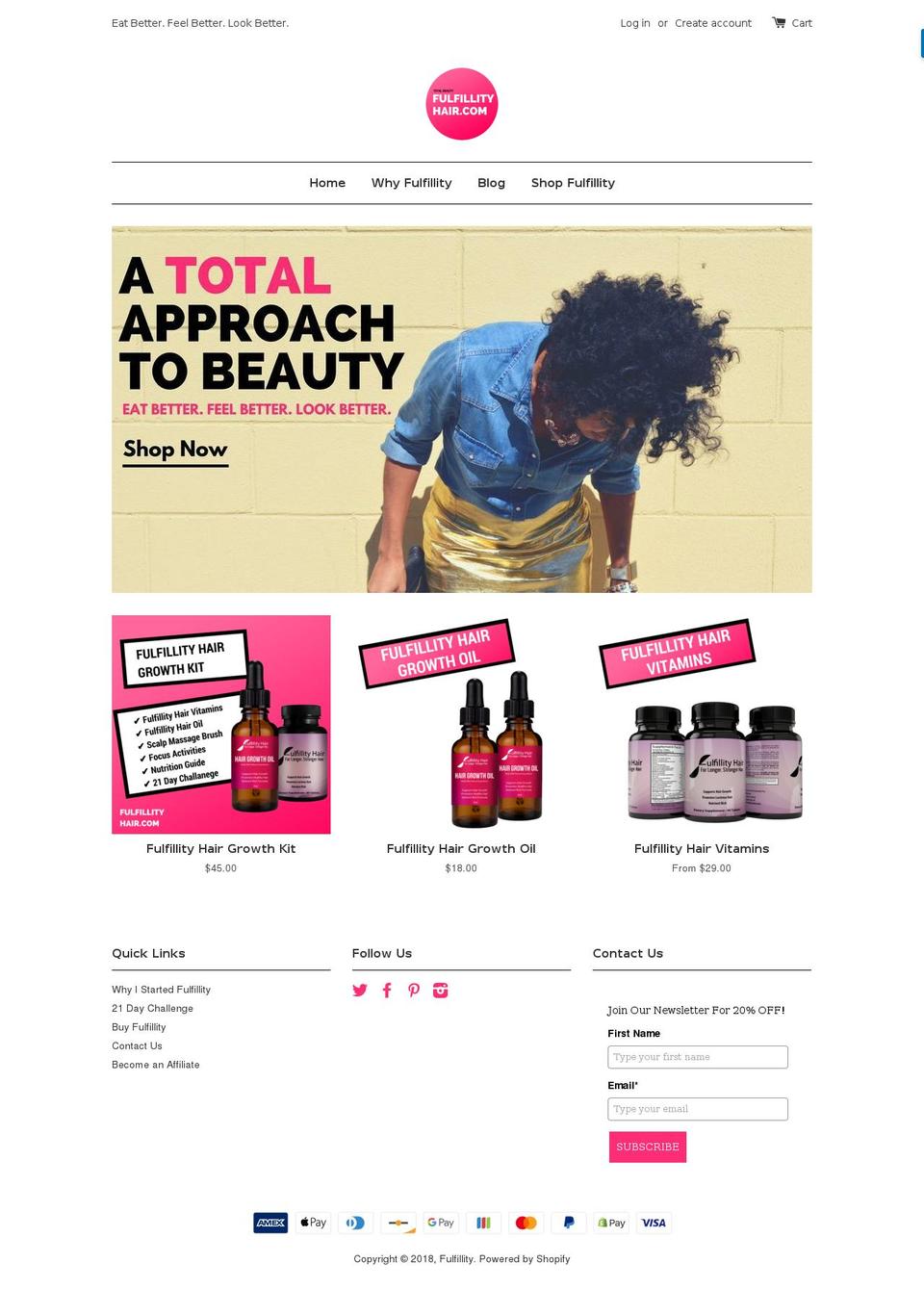 fulfillityhair.com — Shopify storefront screenshot