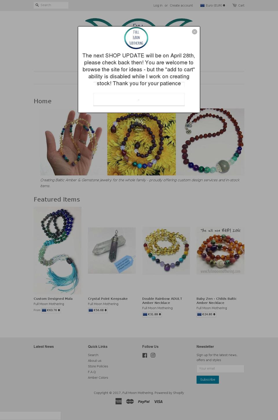 full-moon-mothering.com shopify website screenshot