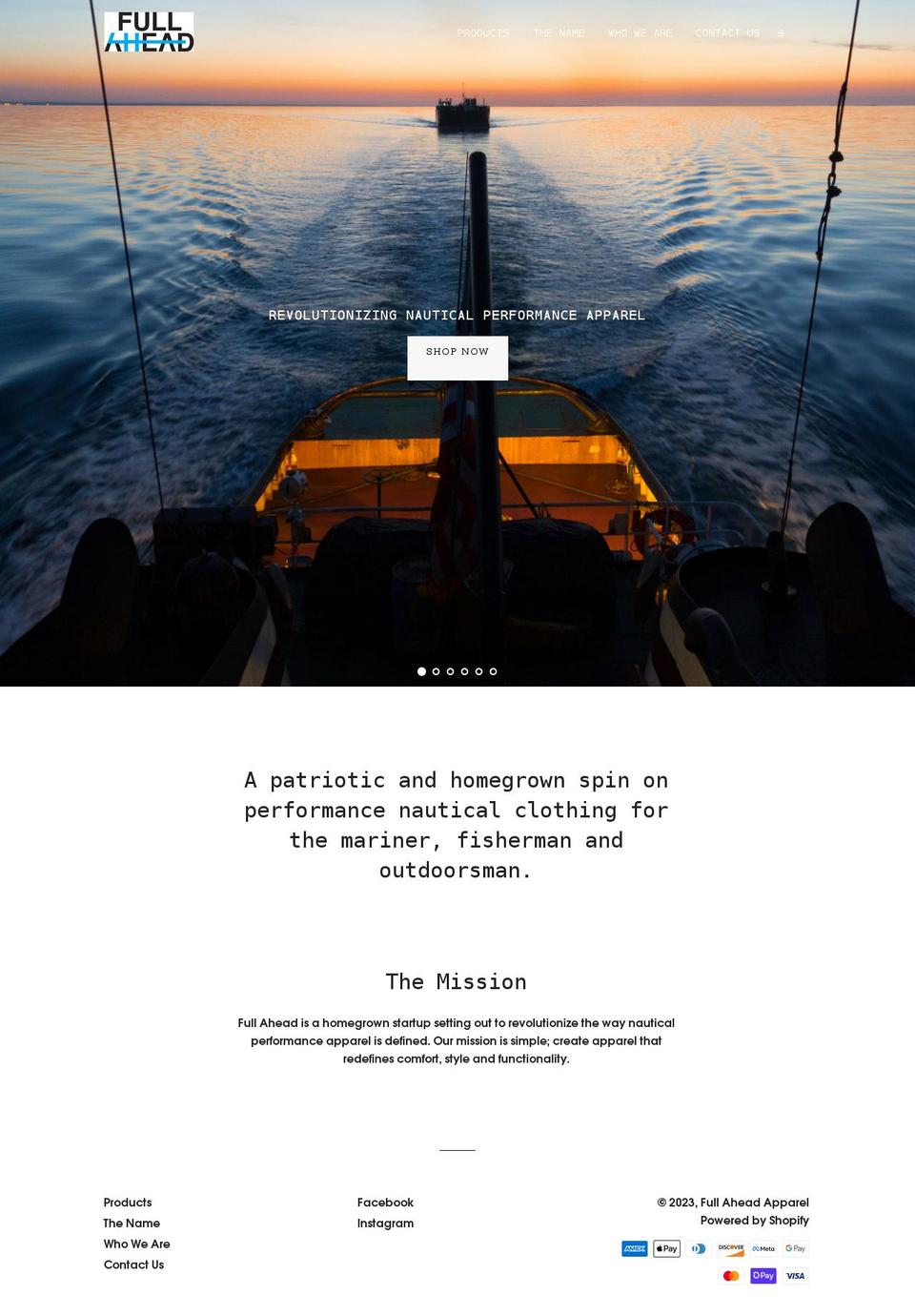 fullaheadapparel.com shopify website screenshot