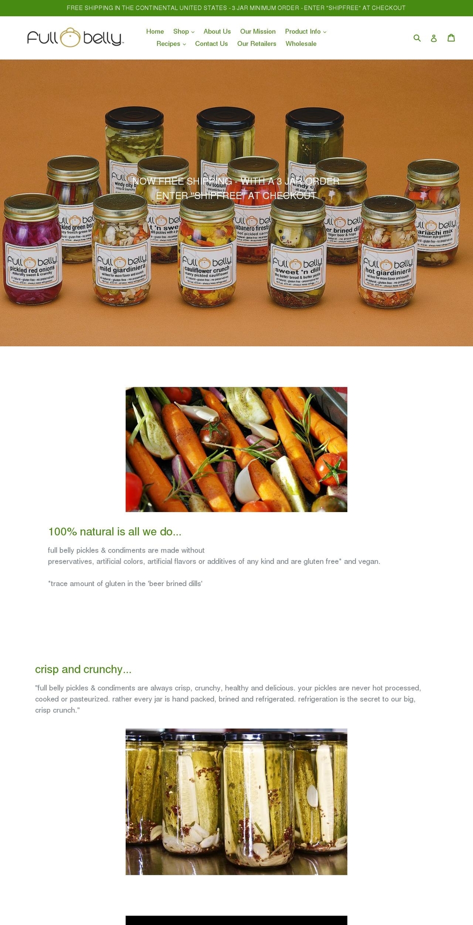 fullbellyfood.com — Shopify storefront screenshot