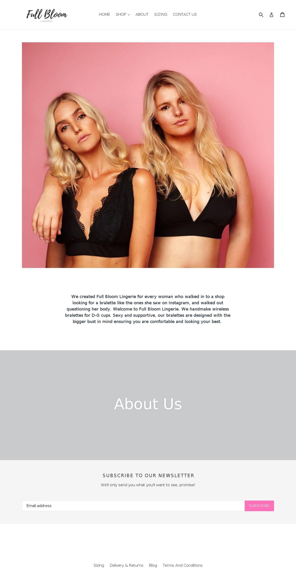 fullbloomlingerie.com shopify website screenshot