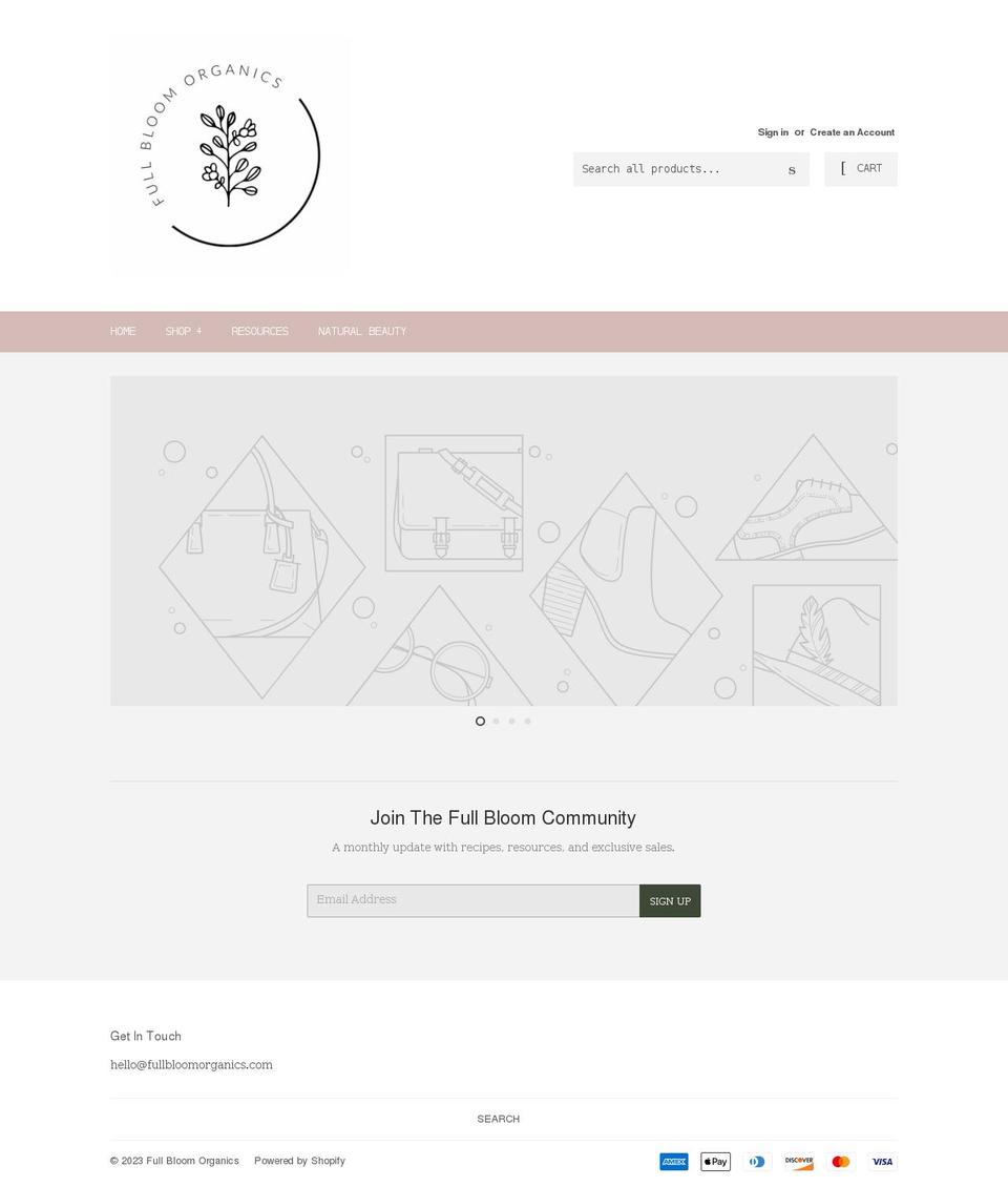 fullbloomorganics.com shopify website screenshot