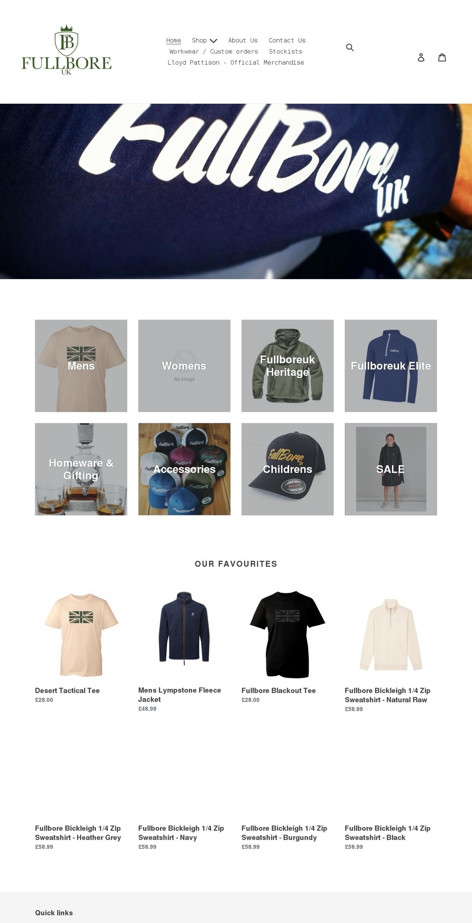 fullboreuk.com shopify website screenshot