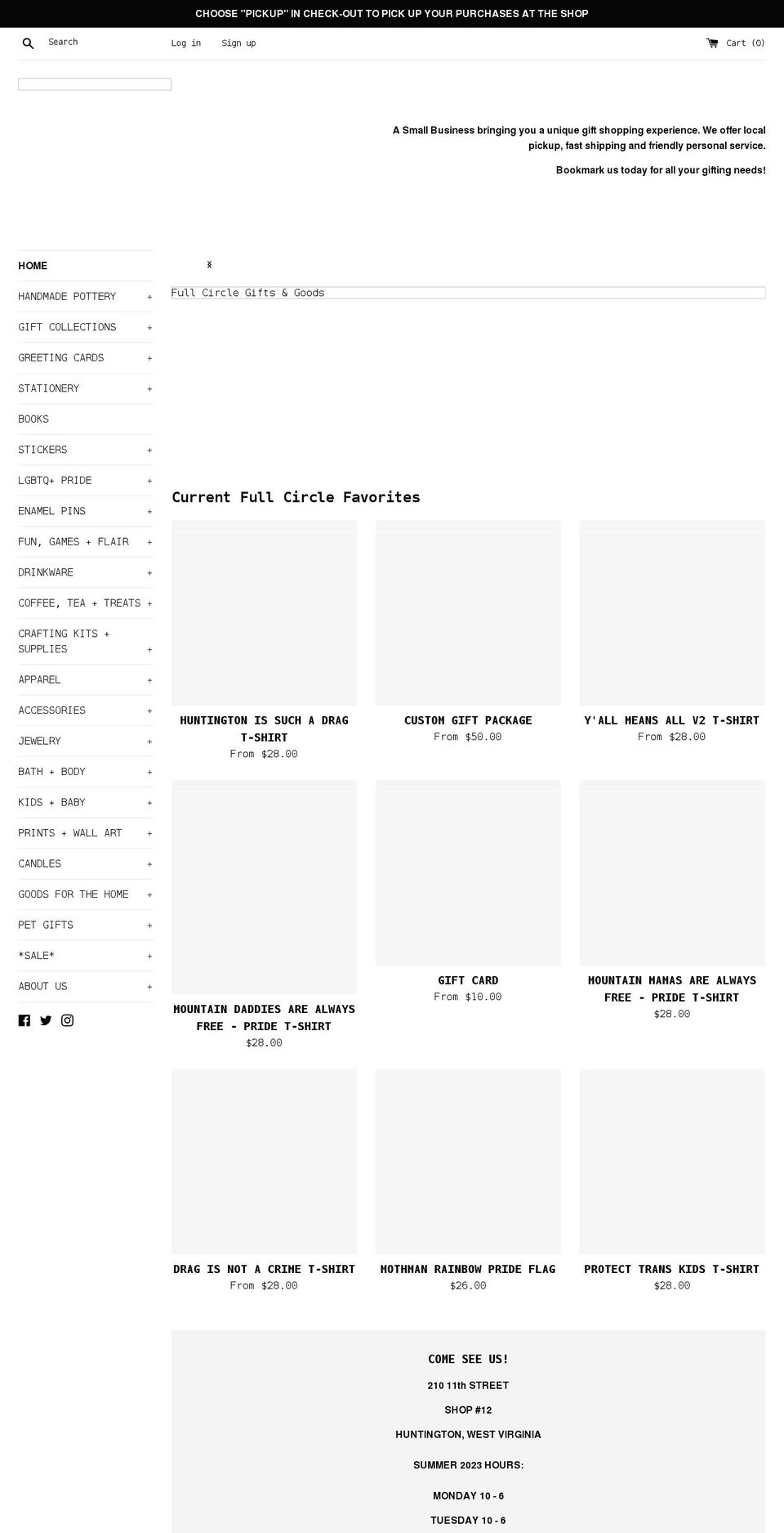 fullcirclegiftsandgoods.com shopify website screenshot
