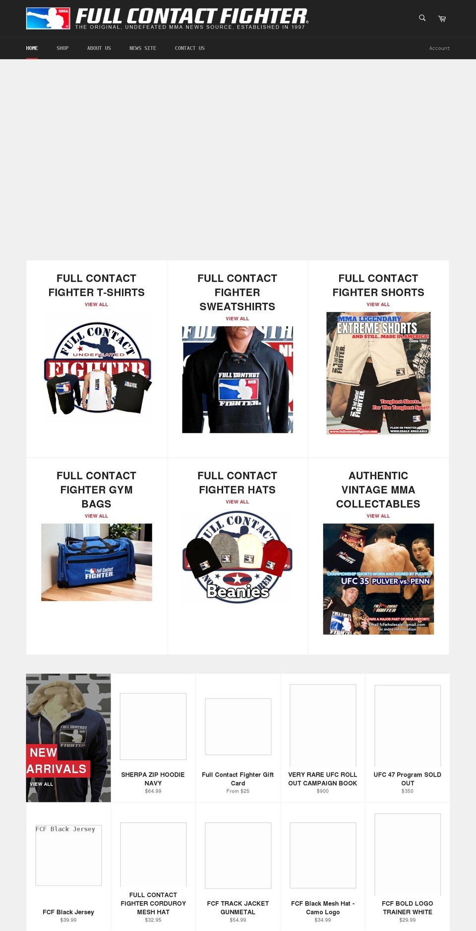 fullcontactfighter.com shopify website screenshot
