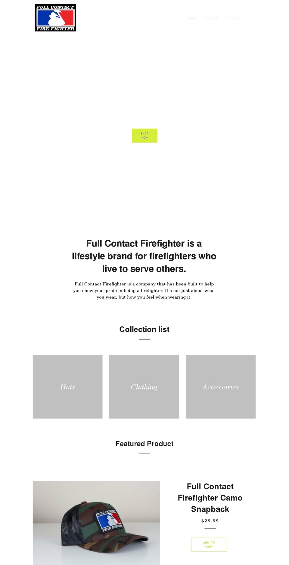 fullcontactfirefighter.com shopify website screenshot