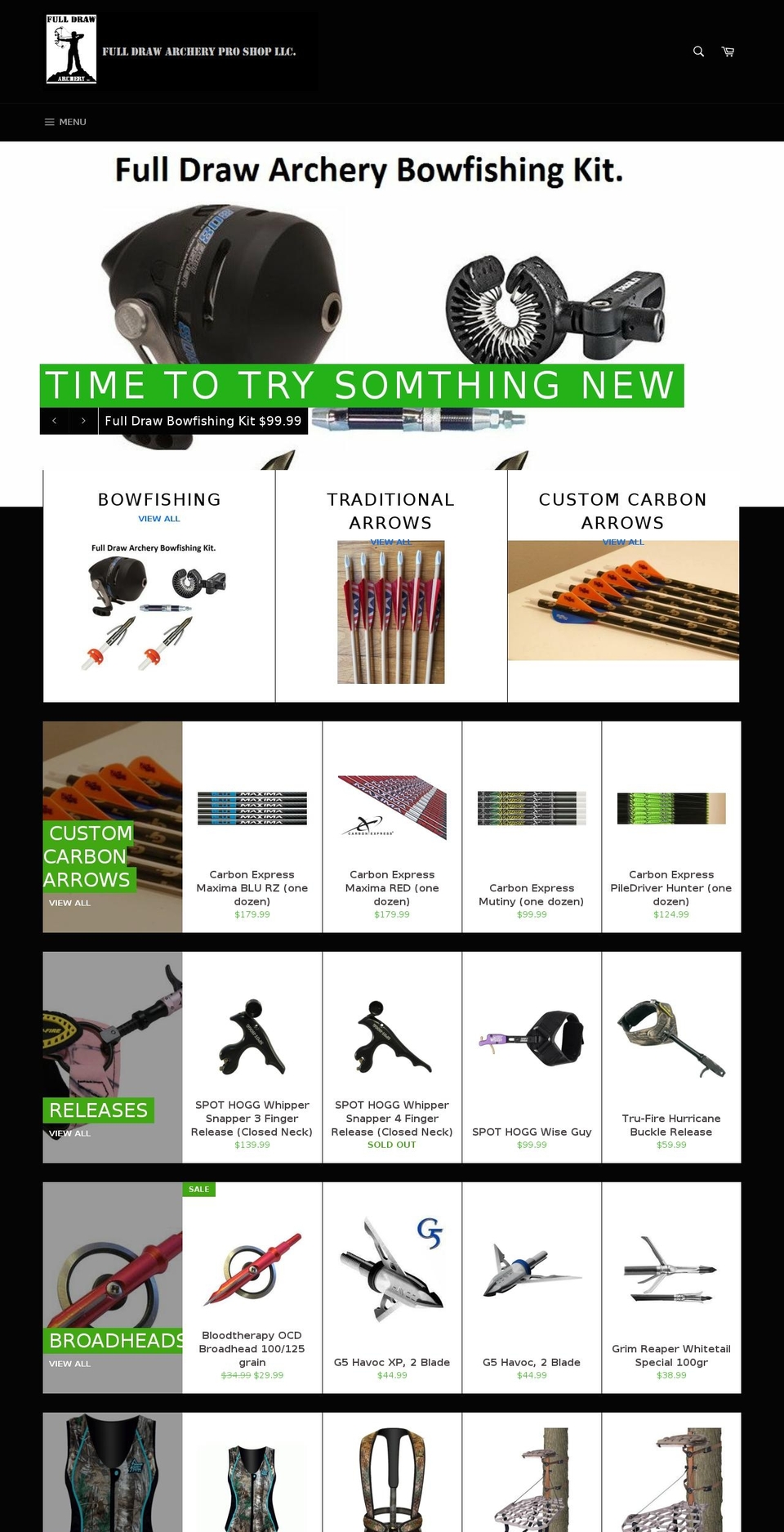 fulldrawarcheryproshop.com shopify website screenshot