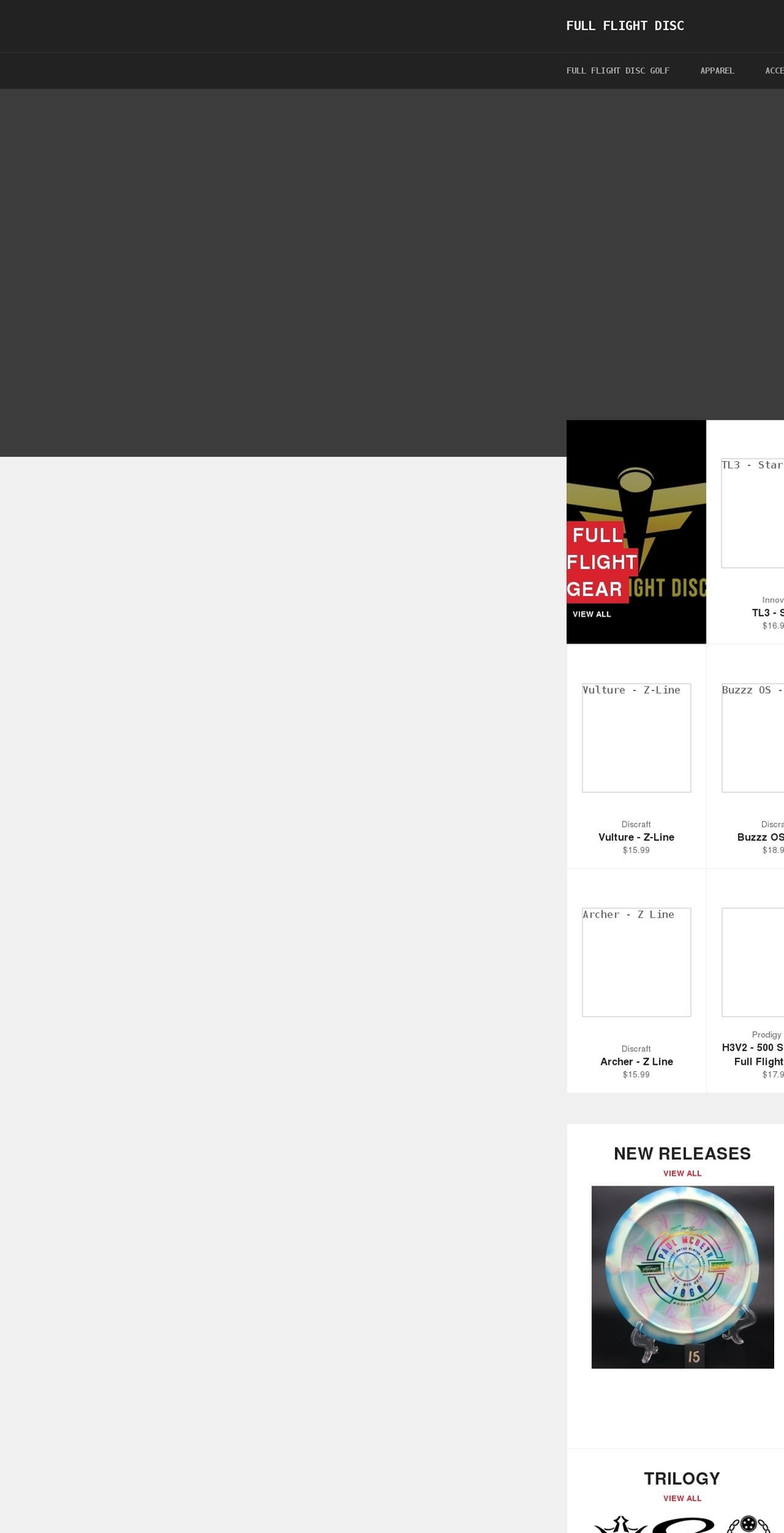 fullflightdisc.com shopify website screenshot