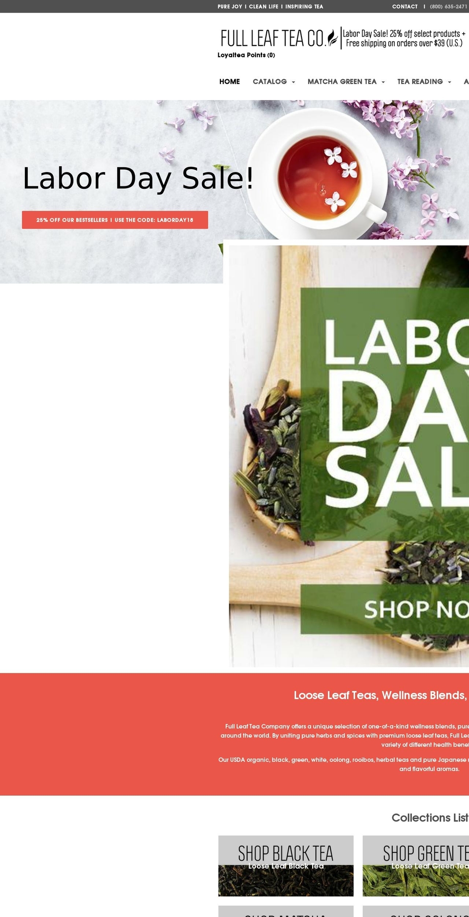 fullleafteac.com — Shopify storefront screenshot